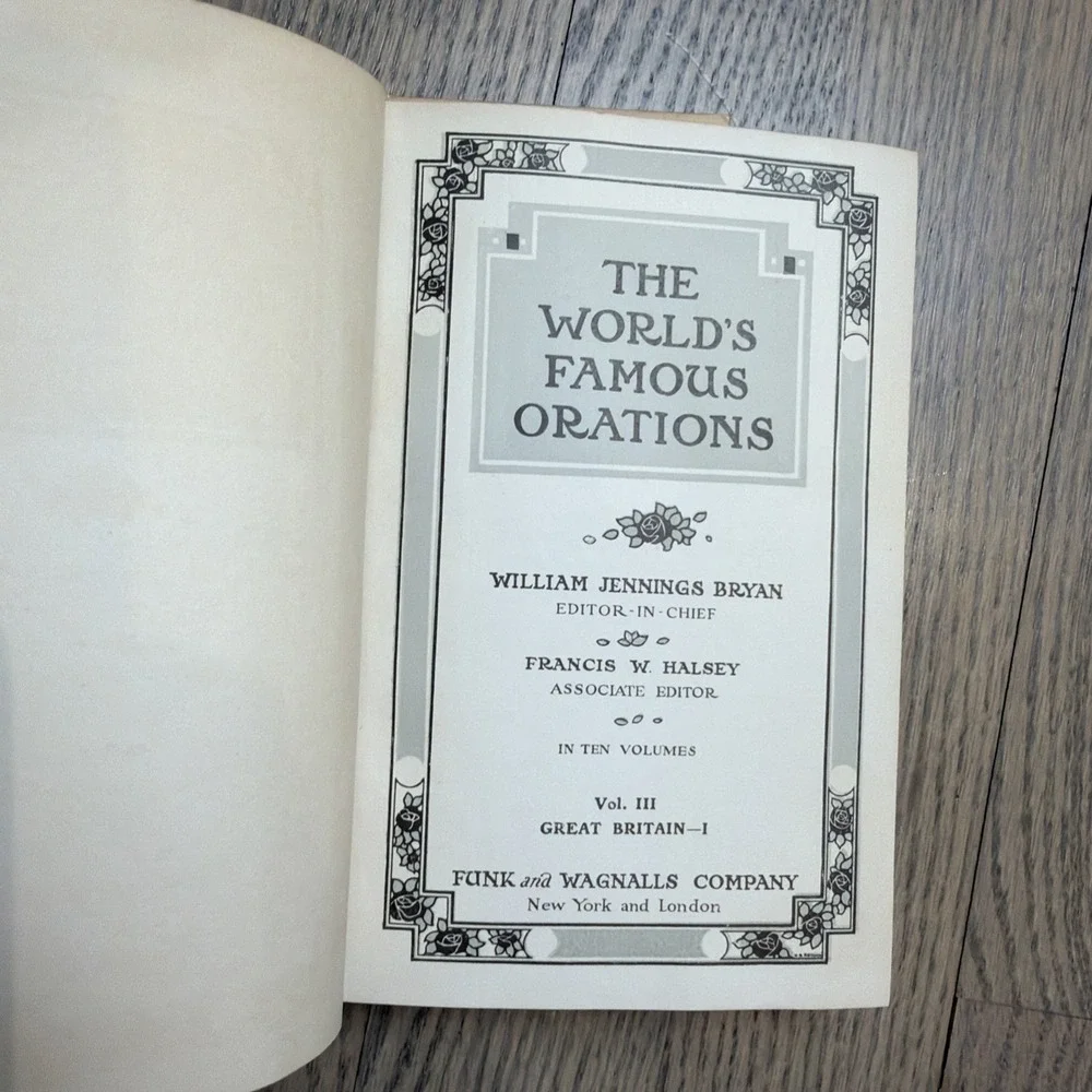 The World's Famous Orations Wm‎ Jennings Bryan Vol III Great Britain I FINE 1906